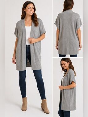 EUC Merona Light Gray Short-Sleeve Open Cardigan XS